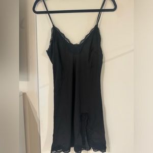 UO black lace slip dress